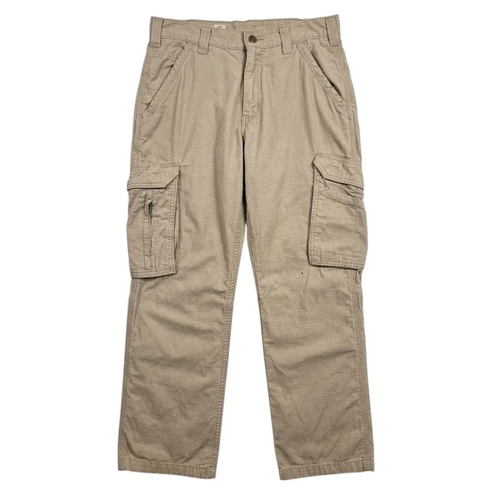 Carhartt Relaxed Fit Cargo Pants Tan Mens Workwear 30x30 Distressed Streetwear